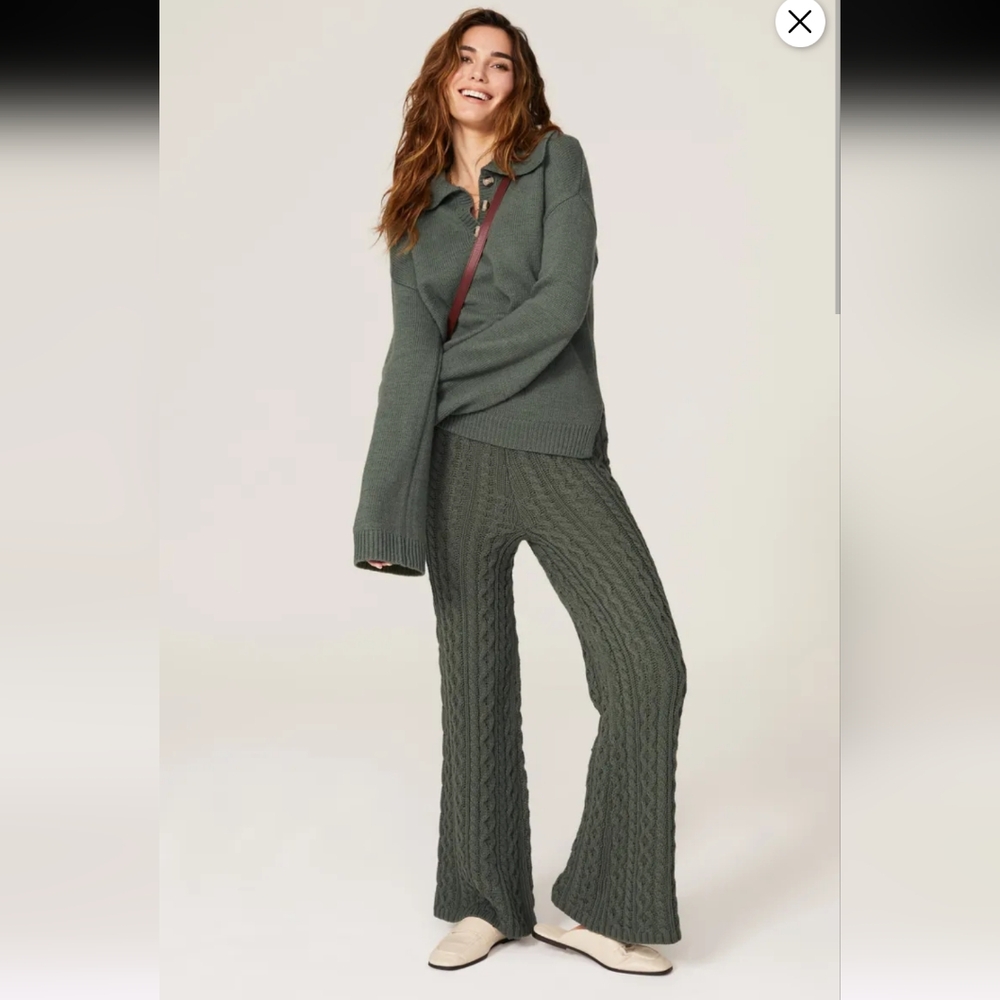 525 Wide Leg Green Sweater Pants Size S